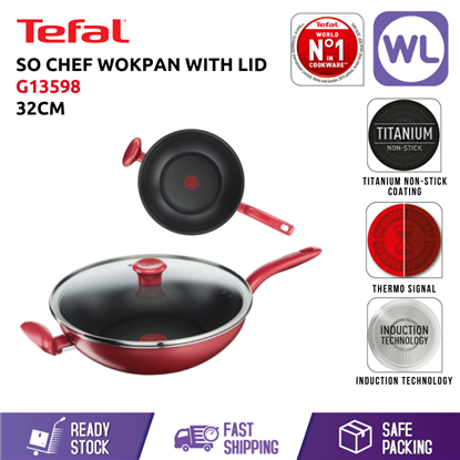 TEFAL COOKWARE SO CHEF WOKPAN WITH LID G13598 (32CM/ INDUCTION BASE)的图片
