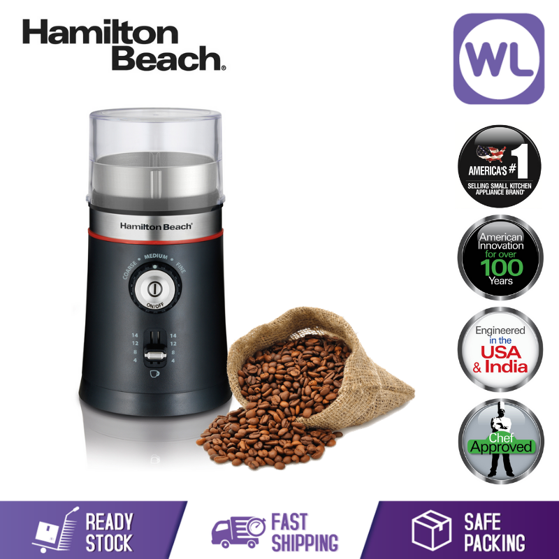 HAMILTON BEACH Coffee Grinder - 14 Cups - Black/Stainless Steel 80393C