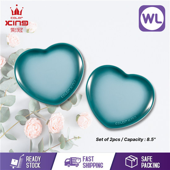 Picture of COLOR KING MICHU 8.5'' HEART SHAPED PLATE -SET OF 2 (BLUE)