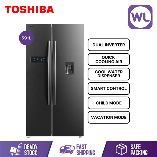 Picture of TOSHIBA SIDE BY SIDE DOOR REFRIGERATOR GR-RS682WEPMY[06] (591L/ GRAY)