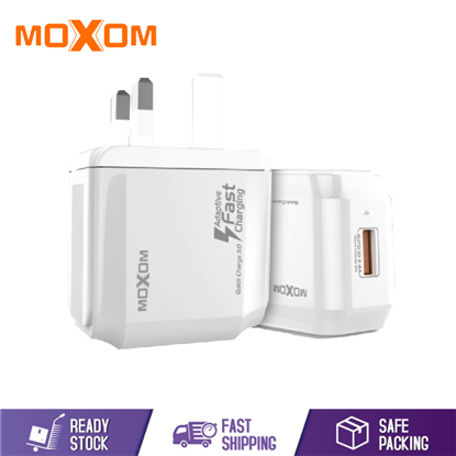 Picture of MOXOM SINGLE USB PORT QUALCOMM QUICK CHARGE 3.0 FAST CHARGING UK ADAPTER KH-67