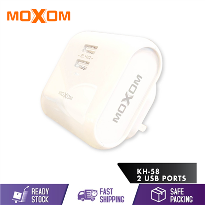 MOXOM UK 3 PIN AUTO-ID 2.4A DUAL USB FAST CHARGING PORT SPEEDY CHARGER KH-58的图片