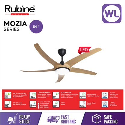 Picture of 56'' | RUBINE CEILING FAN RCF-MOZIA56-5BL-BT (Black Timber_LED_DC Motor)