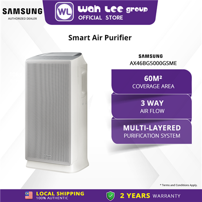 Picture of SAMSUNG SMART AIR PURIFIER 60m² / ANTI-BACTERIAL FILTER / MULTI-LAYERED PURIFICATION SYSTEM | AX46BG5000GSME 