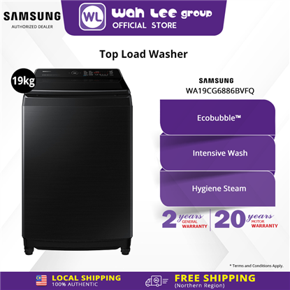 Picture of SAMSUNG WA6000C TOP LOAD WASHER WITH ECOBUBBLE™ WA19CG6886BVFQ 19KG