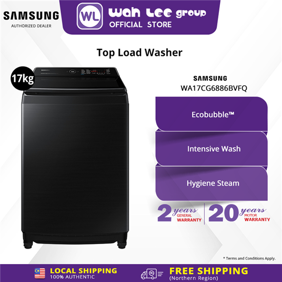 Picture of SAMSUNG WA6000C TOP LOAD WASHER WITH ECOBUBBLE™ WA17CG6886BVFQ 17KG