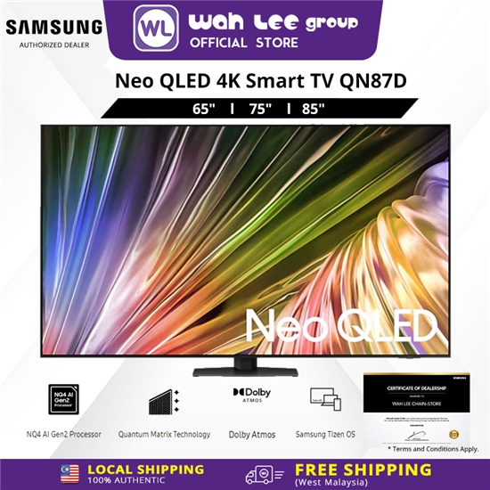 Picture of Samsung Neo QLED 4K QN87D Smart TV (2024) | NQ4 AI Gen2 Processor | Quantum Matrix Technology | Dolby Atmos  