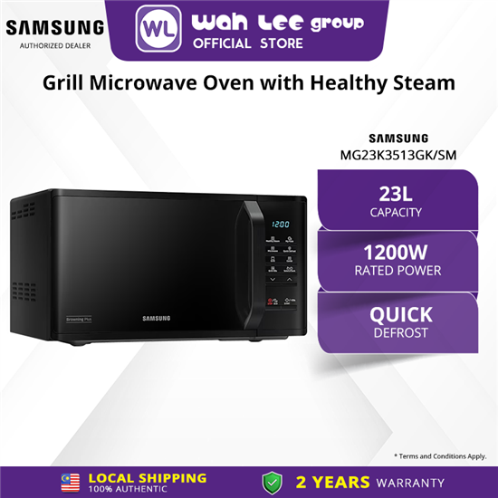 Picture of Samsung Grill Microwave Oven Healthy Steam Grill Keep Warm Defrost (23L) MG23K3513GK/SM  