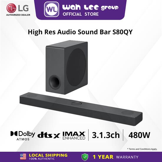 Picture of LG S80QY 480W 3.1.3ch High Res Audio Sound Bar with Dolby Atmos  