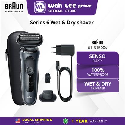 Picture of Braun series 6 61-N1200s Wet & Dry shaver with travel case and 1 attachment, grey  