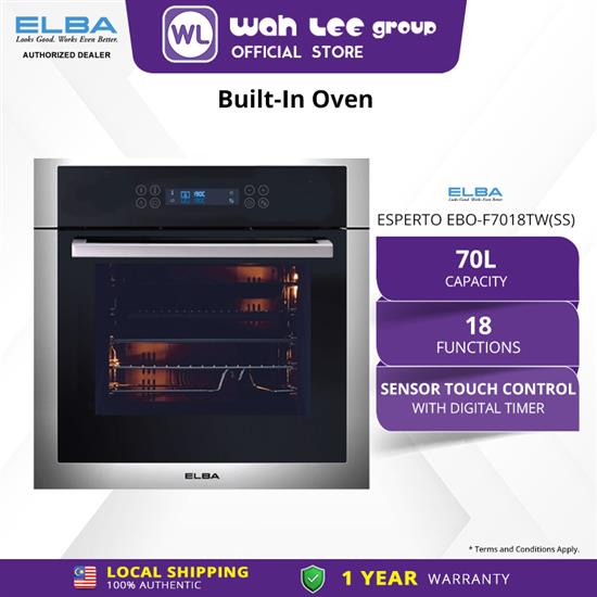 Picture of ELBA Built-in Twin Oven ESPERTO EBO-F7018TW(SS) -  18-Function Oven - Stainless Steel (70L)  