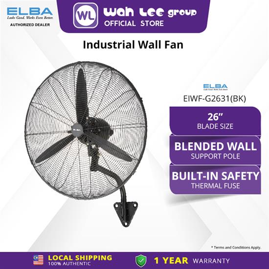 Picture of ELBA 26" Industrial Wall Fan Kipas Dinding EIWF-G2631(BK) - 3 Blades, 3-speed Settings (26 inches/180W)  