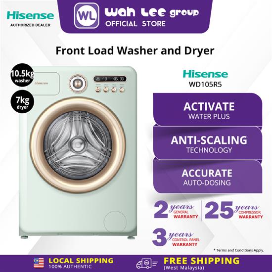 Picture of HISENSE FRONT LOAD WASHER DRYER WD105R5 10.5KG/7KG (ROMAN GREEN)