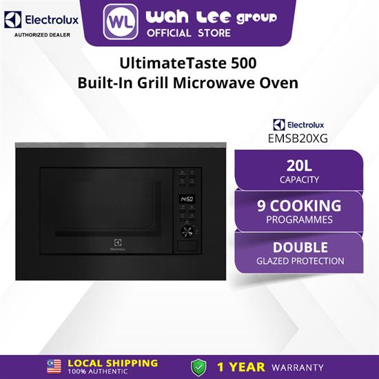 Picture of Electrolux 60cm/20L UltimateTaste 500 Built-in Grill Microwave Oven EMSB20XG  