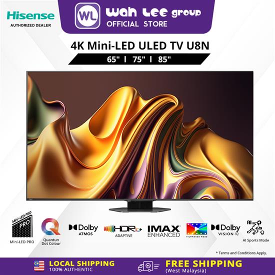 Picture of Hisense 4K Mini-LED ULED TV 65", 75" U8N Series 