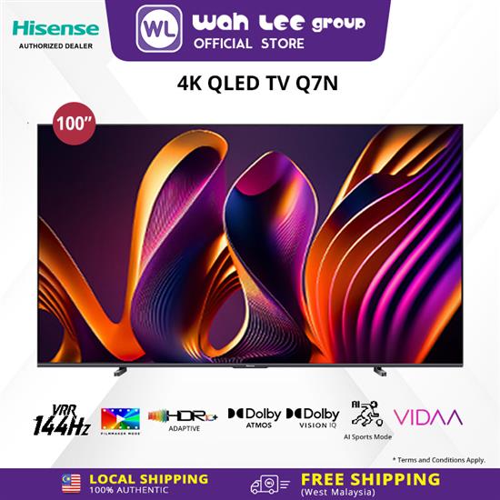 Picture of [FREE SHIPPING WEST MALAYSIA ONLY] Hisense 4K QLED TV 100" Q7N Series