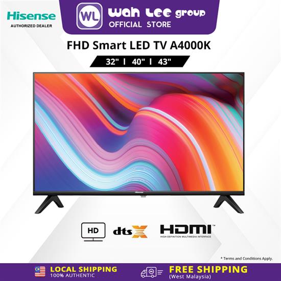 Picture of Hisense Bezel-Less Smart HD/FHD TV / Television (32"/40"/43") A4000K  