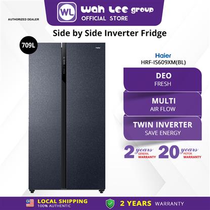 Picture of HAIER SIDE BY SIDE FRIDGE HRF-IS609XM(BL) (609L) METAL GEMSTONE BLUE