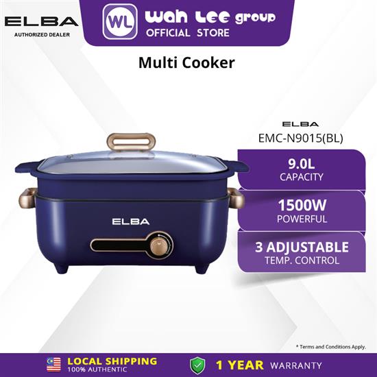 Picture of [Online Exclusive] ELBA Multi Cooker EMC-N9015(BL) - Stainless Steel Inner Pot With Non-Stick Coating - Blue (9L)  