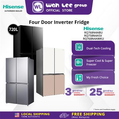 Picture of HISENSE 4 DOOR FRIDGE RQ768N4AWKU (720L) (WHITE & KHAKI GLASS) 