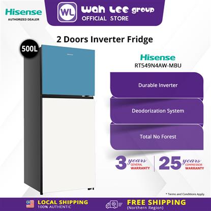Picture of HISENSE FRIDGE RT549N4AW-MBU 500L WHITE/BLUE