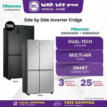 Picture of HISENSE SIDE BY SIDE FRIDGE RS869N4ABV (780L)
