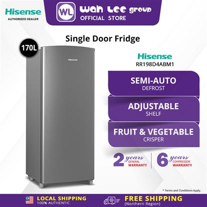 Picture of HISENSE SINGLE DOOR FRIDGE RR198D4ABM1 (170L)