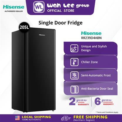 Picture of HISENSE SINGLE DOOR FRIDGE RR239D4ABN (205L)