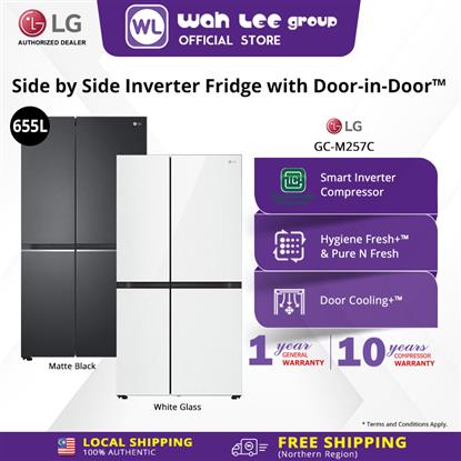 Picture of LG Fridge GC-M257CGFL SBS (655L) WHITE GLASS