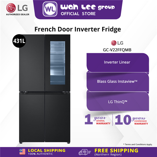 Picture of LG INSTAVIEW MULTIDOOR FRIDGE GC-V22FFQMB (431L) BLACK STEEL