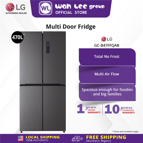 Picture of LG MULTIDOOR FRIDGE GC-B47FFQAB (470L) BLACK STEEL