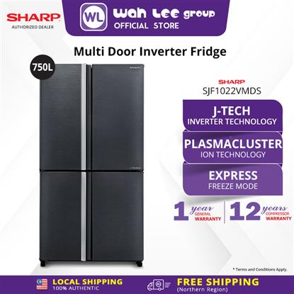 Picture of SHARP 4 DOORS FRIDGE SJF1022VMDS (750L) DARK GREY METAL