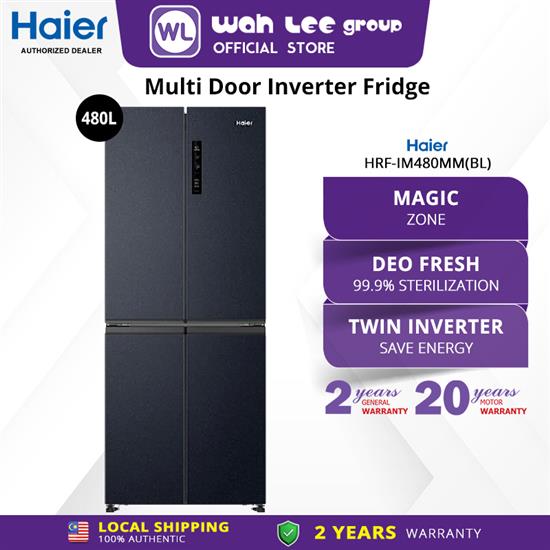Picture of HAIER MULTIDOOR FRIDGE HRF-IM480MM(BL) (480L) GLASS PIANO BLACK