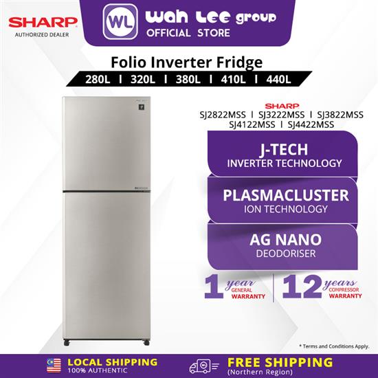 Picture of SHARP FRIDGE SJ2822MSS (280L) MATTE SILVER METAL 