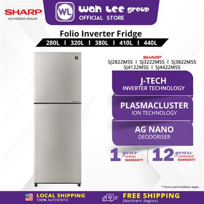 Picture of SHARP FRIDGE SJ3822MSS (380L) MATTE SILVER METAL 