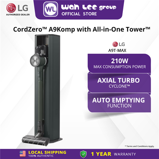 Picture of LG ALL IN ONE TOWER (WITH MOP) STICK VACUUM CLEANER A9T-MAX CALMING GREEN
