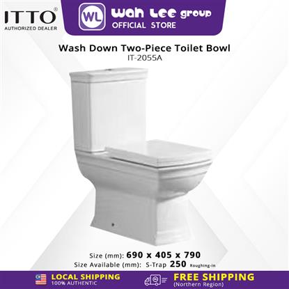 Show details for ITTO IT-2055A Washdown Two-Piece Closet With Rimless Flushing System Toilet Bowl S-TRAP 250MM Picture of ITTO IT-2055A Washdown Two-Piece Closet With Rimless Flushing System Toilet Bowl S-TRAP 250MM