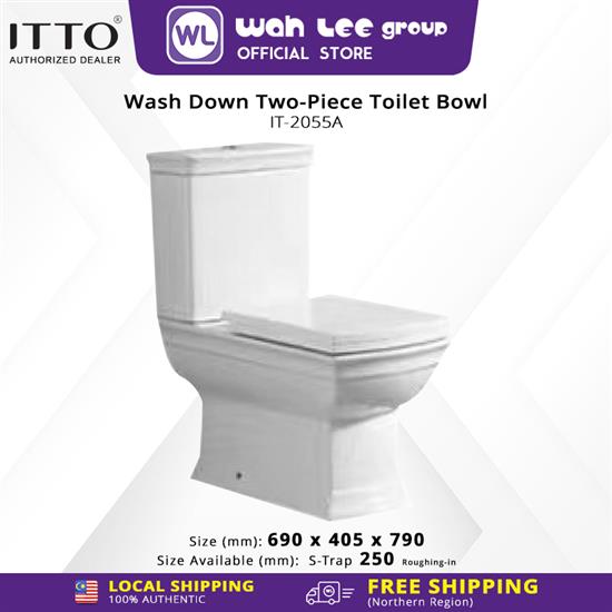 Picture of ITTO IT-2055A Washdown Two-Piece Closet With Rimless Flushing System Toilet Bowl S-TRAP 250MM