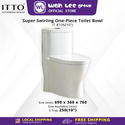 Picture of ITTO Super Swirling One-Piece Toilet Bowl IT-8106 S-Trap 250mm
