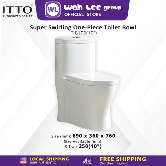 Picture of ITTO Super Swirling One-Piece Toilet Bowl IT-8106 S-Trap 250mm