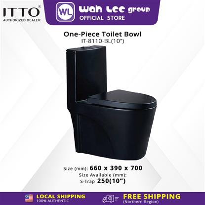 Picture of ITTO Wash Down One-Piece Black Toilet Bowl S-Trap 250mm IT-8110-(10")