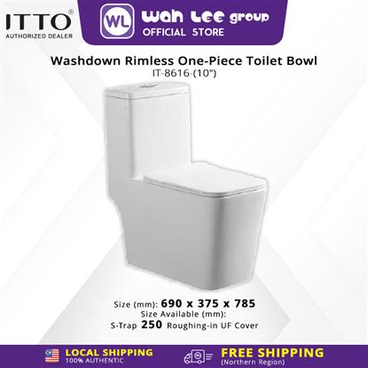 Picture of ITTO Washdown Rimless One-Piece Toilet Bowl IT8616  250mm S-Trap 