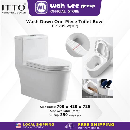 Picture of ITTO Rimless One-Piece Toilet Bowl Support Squatting IT-9205-W 250mm S-Trap 