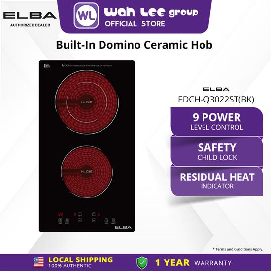 Picture of ELBA BUILT-IN DOMINO CERAMIC HOB EDCH-Q3022ST(BK) 