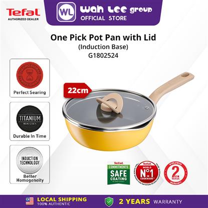 Picture of TEFAL ONE PICK POT PAN 22CM G1802524 (YELLOW) INDUCTION BASE