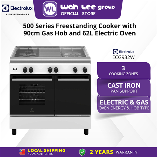 Picture of ELECTROLUX FREESTANDING GAS COOKER + ELECTRIC OVEN ECG-932W (WHITE)