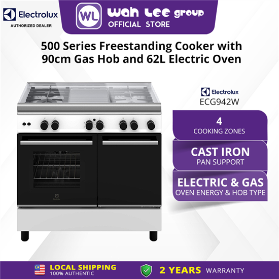 Picture of ELECTROLUX FREESTANDING GAS COOKER + ELECTRIC OVEN ECG-942W (WHITE)