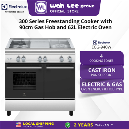Picture of ELECTROLUX FREESTANDING GAS COOKER WITH GAS HOB + ELECTRIC OVEN ECG-940W (WHITE)