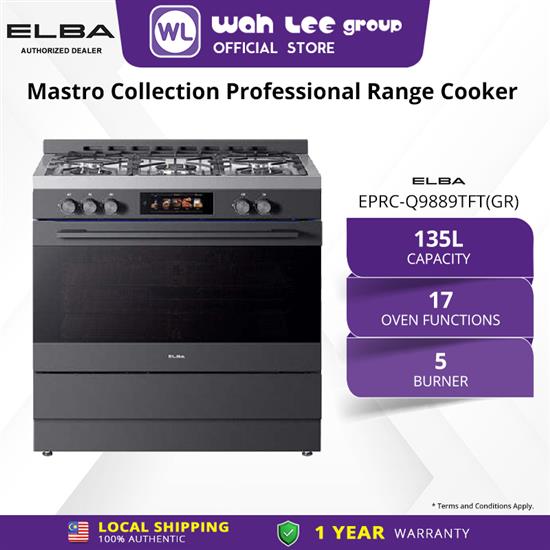Picture of ELBA MASTRO COLLECTION PROFESSIONAL RANGE FREESTANDING COOKER EPRC-Q9889TFT(GR)