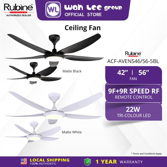 Picture of RUBINE CEILING FAN ACF-AVENS42/56-5BL-MB/MW (LED)